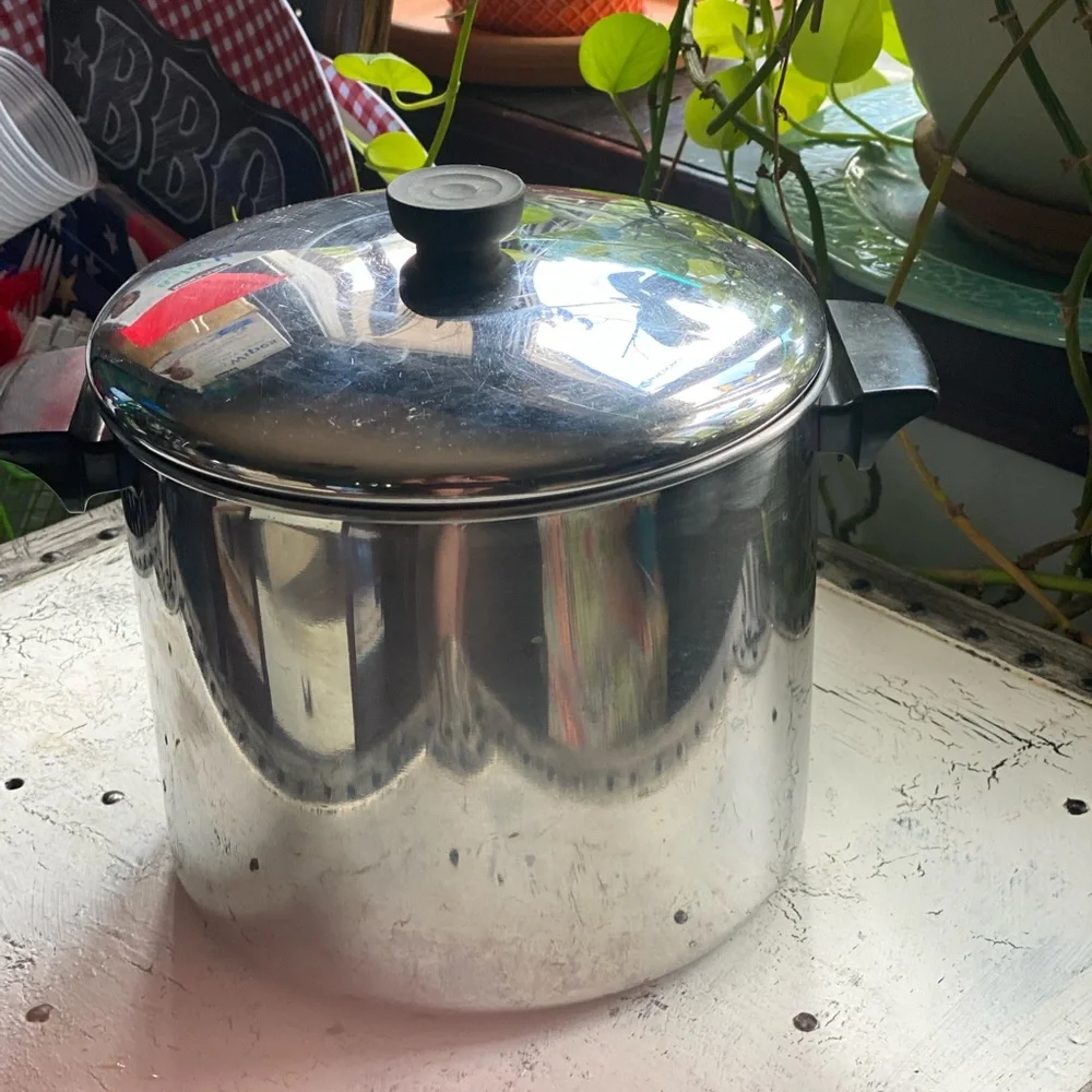 8 Qt Revere Ware Stainless Steel Stock Pot and Lid